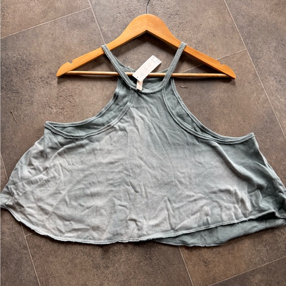 Anthropologie Tops - Anthropologie Light Sage Green Halter Crop Top